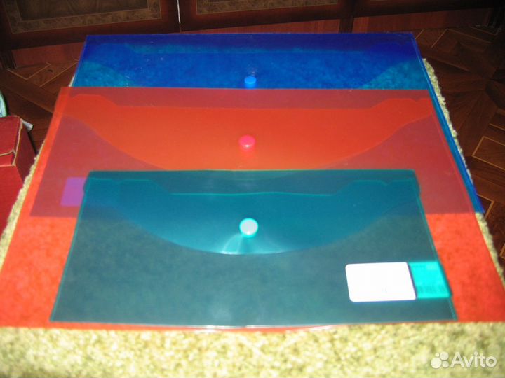 Набор конверт пластиковый для документов с кнопкой