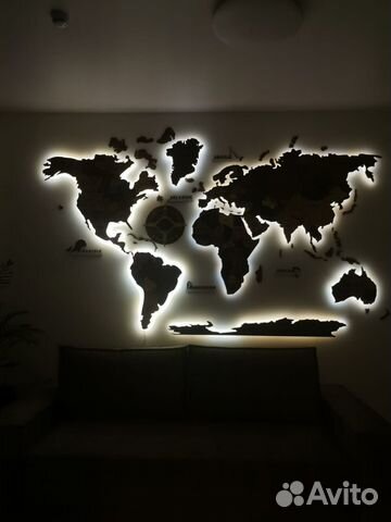 Карта мира на стену с подсветкой