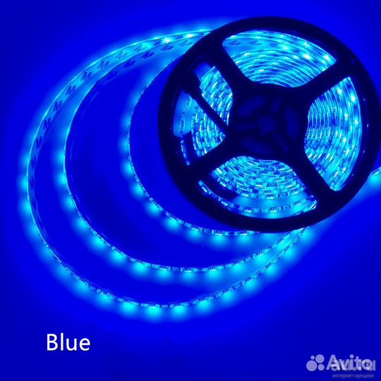 LED лента 5 метров 12 вольт цвет синий