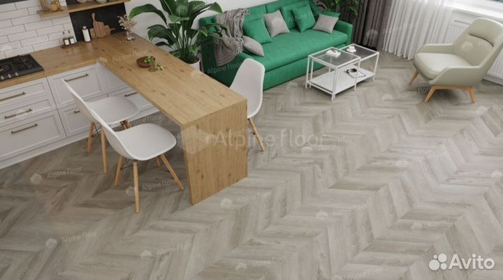 Spc ламинат Alpine floor LVT Дуб Фантазия Chevron