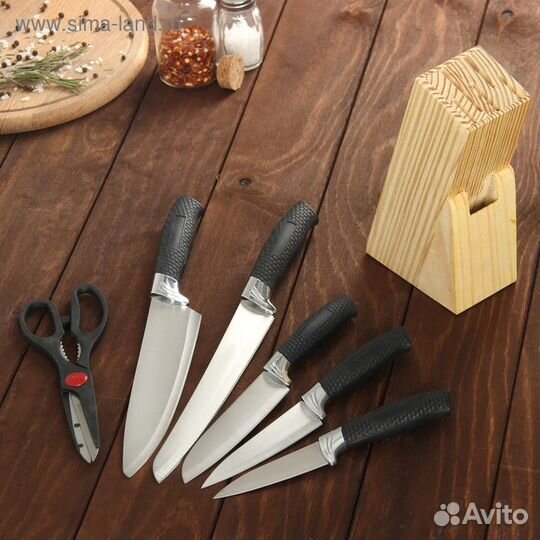 Набор кухонный, 6 предметов: 5 ножей 8,5 см, 12 см