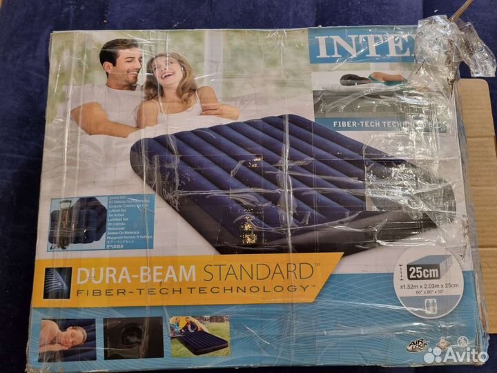 Матрас 2х спальный Intex 2x1.52x0.25,насос,подушка