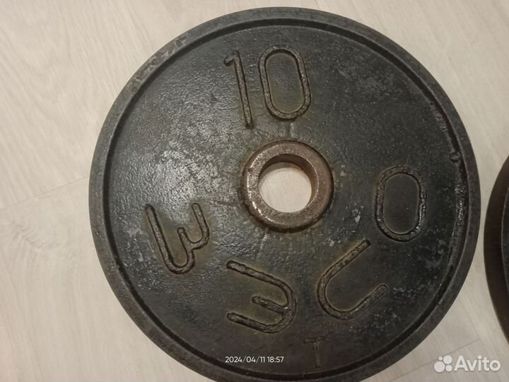 Спортивные блины зэсо 10кг, d55. Цена за два блина