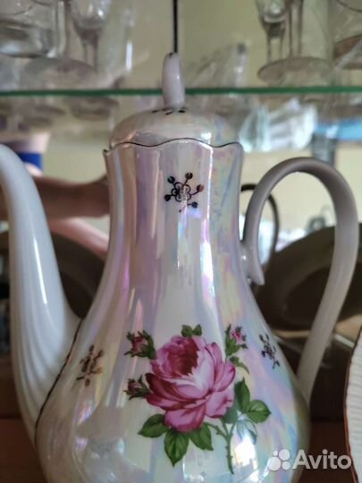 Сервиз кофейный роза ГДР перламутр