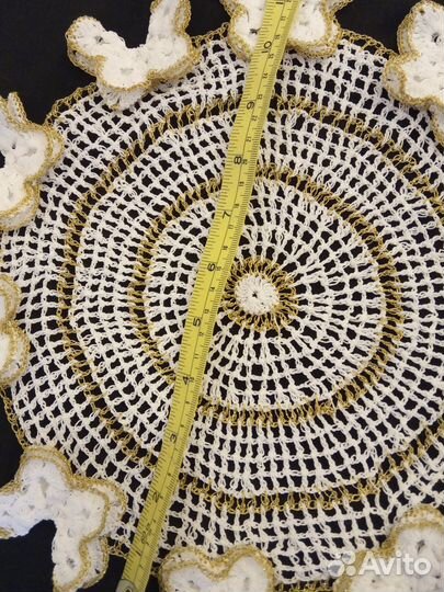 Салфетка х/б с люрекс/золото с объемными бабочками