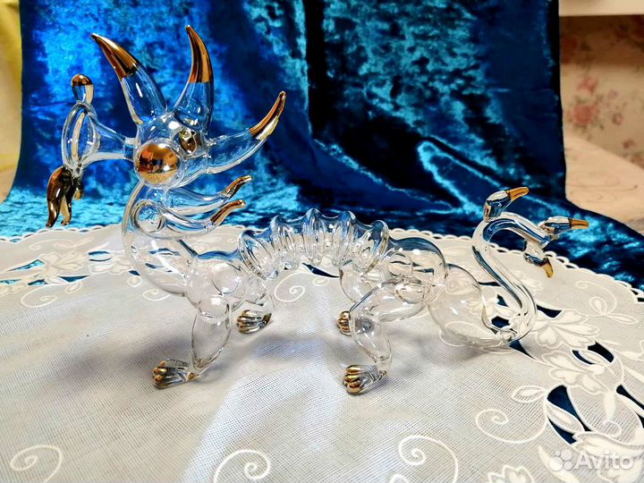 Статуэтка Дракон стекло СССР