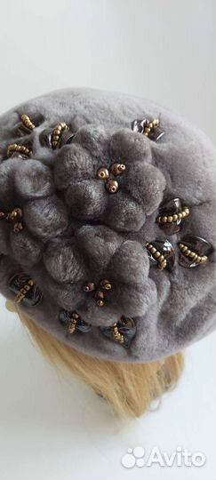 Шапка берет из мутона р. 56