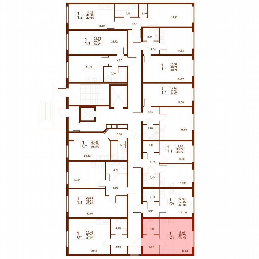 Квартира-студия, 26,7 м², 1/11 эт.