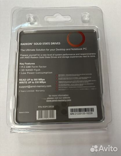 SSD диск AMD Radeon M2 2280 120 gb