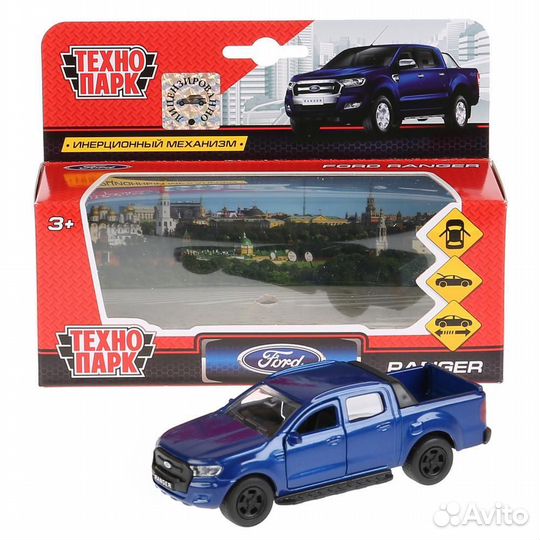 Машина Ford Ranger Пикап 12 см синяя металл инерция Технопарк SB-18-09-FR-N(BU)