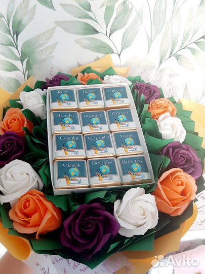 Букет учителю из мыльных роз