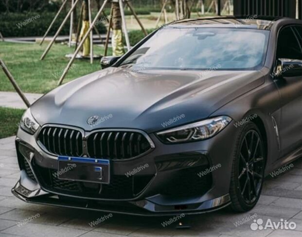 Губа передняя BMW 8 G16 AC style черный глянец