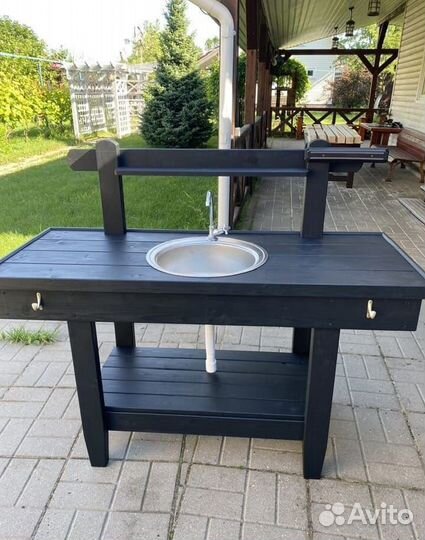 Дачный садовый уличный стол с мойкой