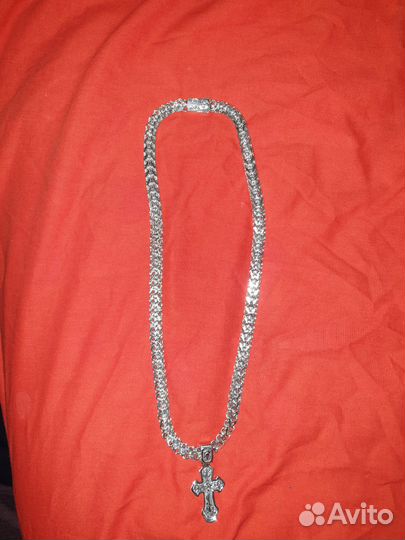 Серебряная цепь Рамзес с крестом