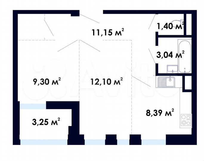 2-к. квартира, 48,6 м², 7/9 эт.