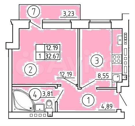 1-к. квартира, 32,6 м², 2/4 эт.
