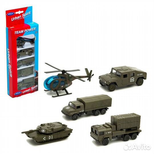 Набор машинок Военная команда 5 шт Велли 97506