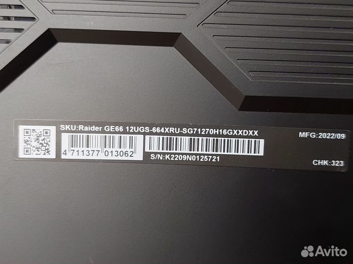 MSI Raider 15.6 240Гц i7-12700H RTX3070Ti 16Гб 1Tb