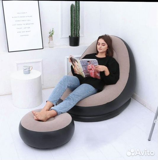 Кресло мешок, надувной матрас с пуфиком