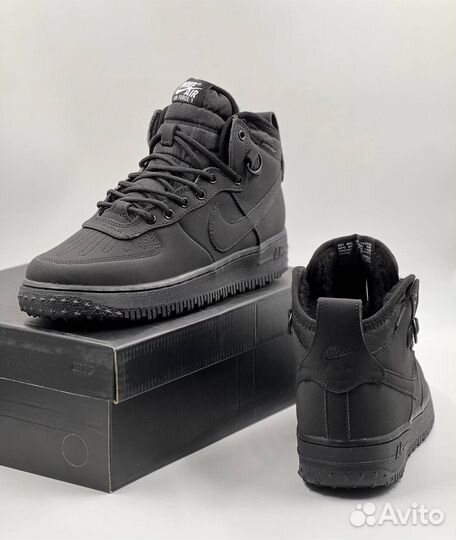 Черные Nike Air Force 1 Duckboot (с мехом)