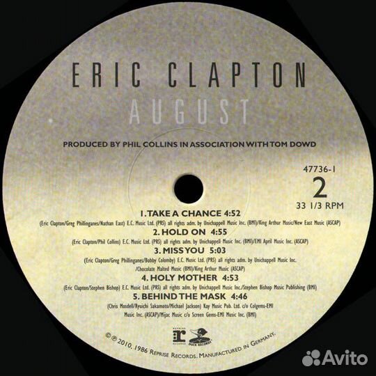 Виниловая пластинка WM Eric Clapton August (Black Vinyl)