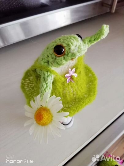 Лягушка вязаная, амигуруми, тильда, подарок