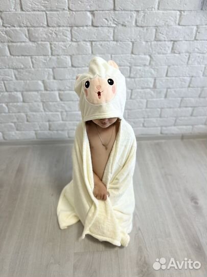 Полотенце пончо детское с капюшоном