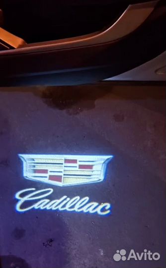 Проекция в двери cadillac