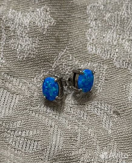 Серьги серебро с апалом