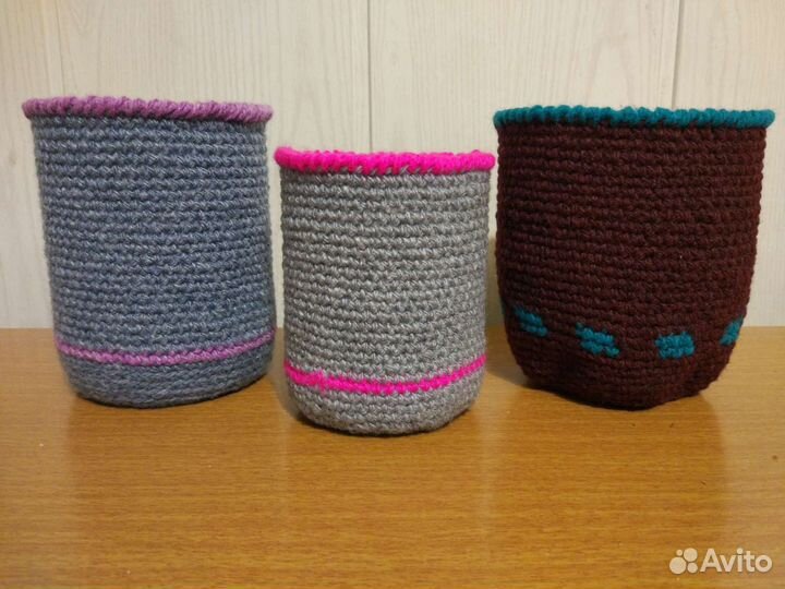 Обвязаные крючком бутылки