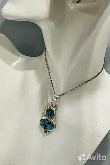 Кулон - подвеска бирюза серебро винтаж