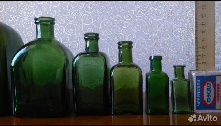 7шт старинные квадратные бутылки Кенигсберг