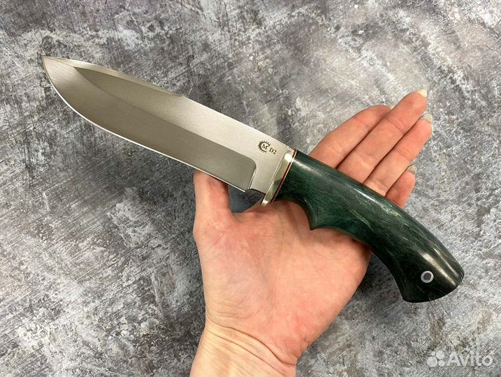 Нож Скиф, сталь D2, мельхиор, стабилизированная ка