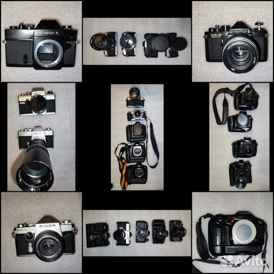 Коллекция пленочных камер с объективами Рабочие