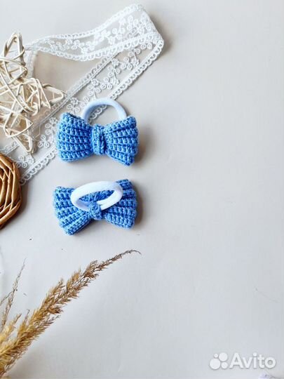 Бантики для волос голубые
