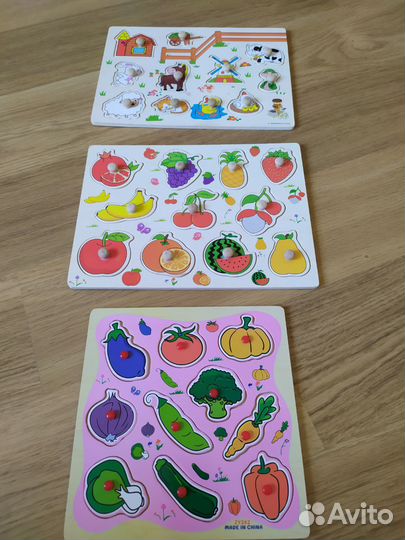 Набор деревянных вкладышей, пазлов