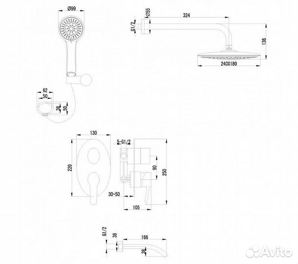 Душевая система Lemark Atlantiss LM3222C Хром