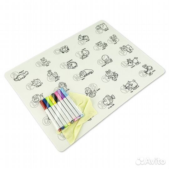 Детский коврик-раскраска 30*40 см, Звери (силикон)