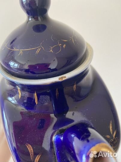 Чайник фарфор кобальт золочение