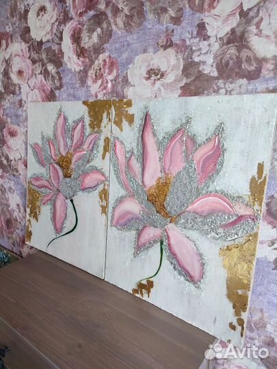 Картина. Диптих. Лотосы