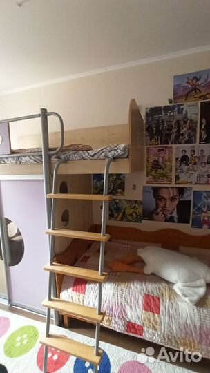 Кровать двухярусная-чердак домик-шкаф