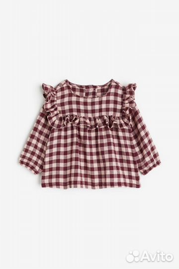 Блуза hm 68,74 фланелевая в клетку