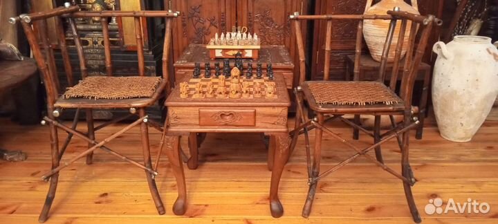 Старые индийские антикварные шахматы дерево резьба