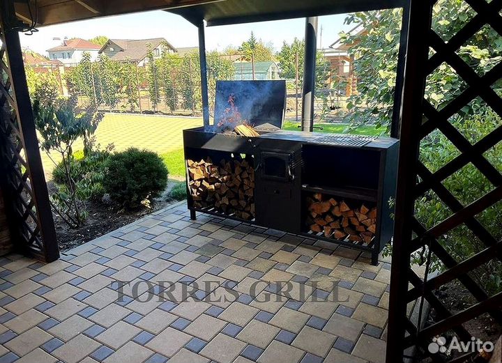 Мангал с крышей и печью