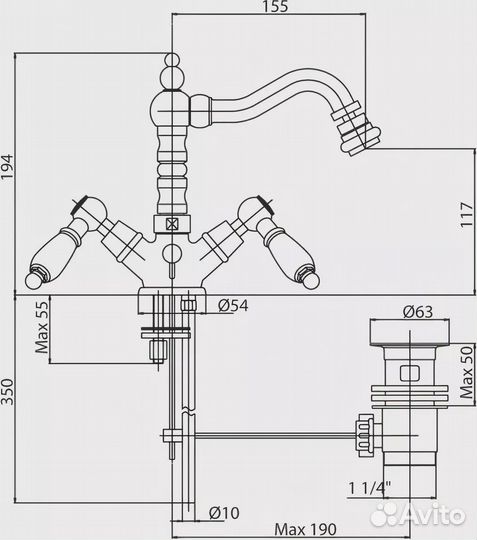 Смеситель для биде Cezares First золото