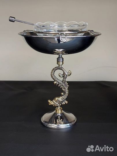 Икорница Осётр на подставке хрусталь Chinelli