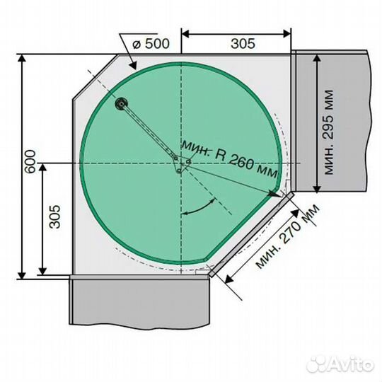 Kessebohmer механизм для верхних угловых шкафов