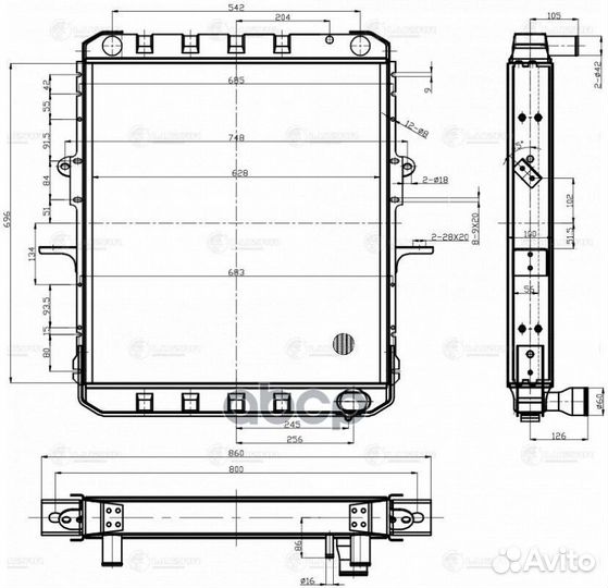Радиатор охл. для а/м маз ямз-236 (алюм.) (LRc