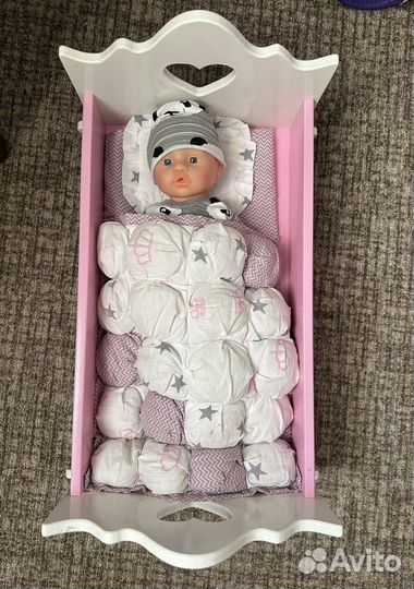 Деревянная кроватка и пупс беби бон