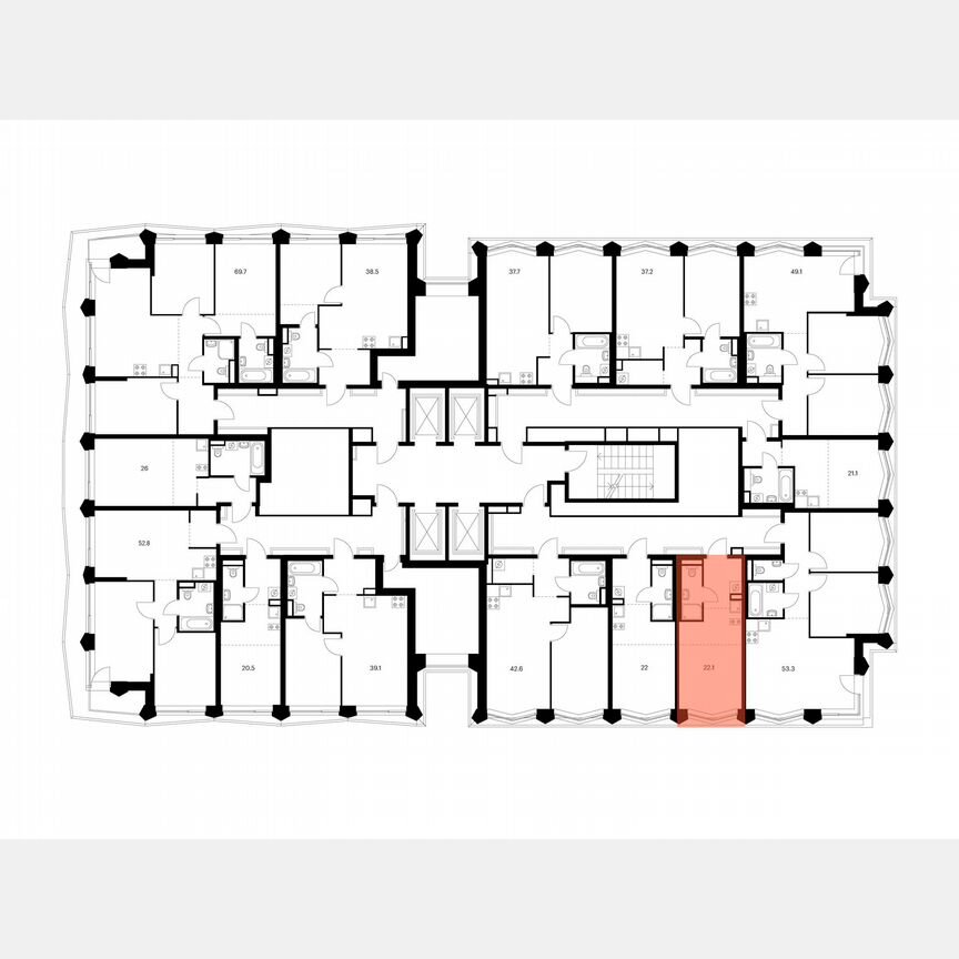 Квартира-студия, 22,1 м², 12/31 эт.